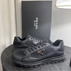 Prada Prax 2.0 Knit Fabric Black Sneakers 10